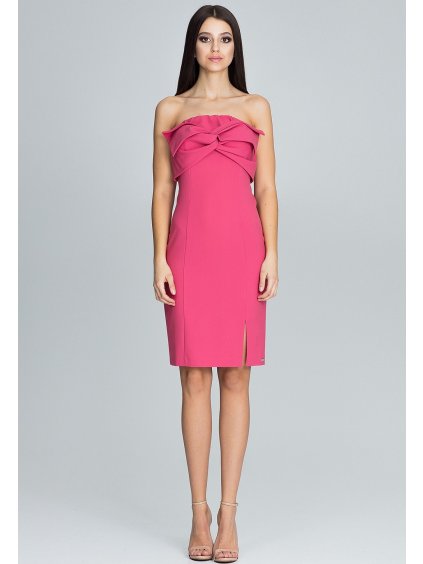 Elegantné koralové šaty bez ramienok