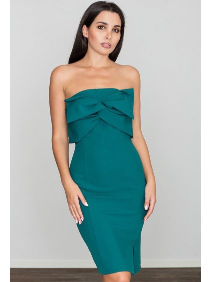 Elegantné zelené šaty bez ramienok