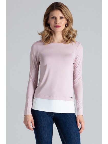 Ružová blúzka s predĺženou spodnou časťou