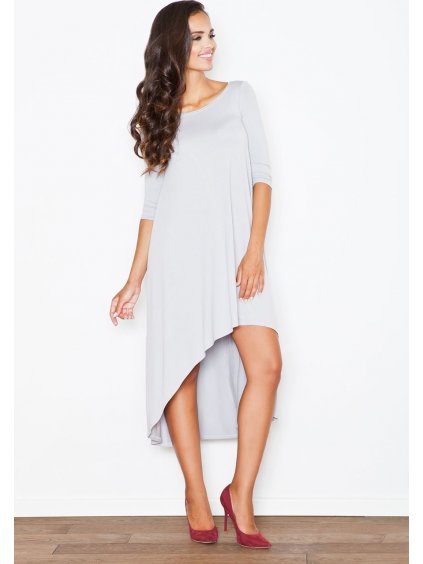 Dlhé šedé asymetrické šaty