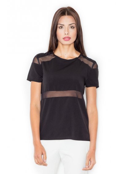 Čierna blúzka s priesvitnými prúžkami