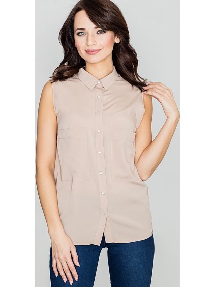 Dámska béžová blúzka bez rukávov