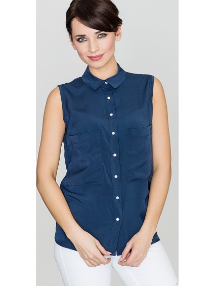 Dámska tmavo modrá košeľa bez rukávov