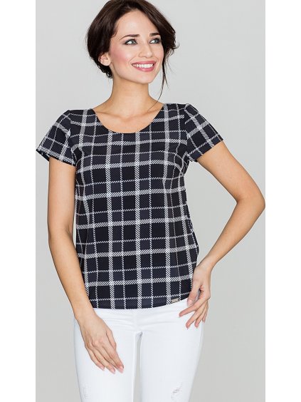 Dámska čierna károvaná blúzka