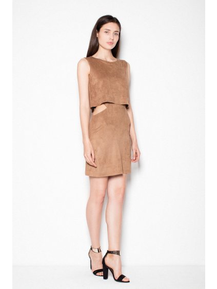 Hnedé šaty s výrezky VT061 Brown