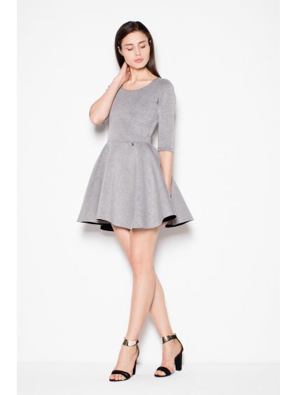 Šedé mini šaty s 3/4 rukávmi VT075 Grey