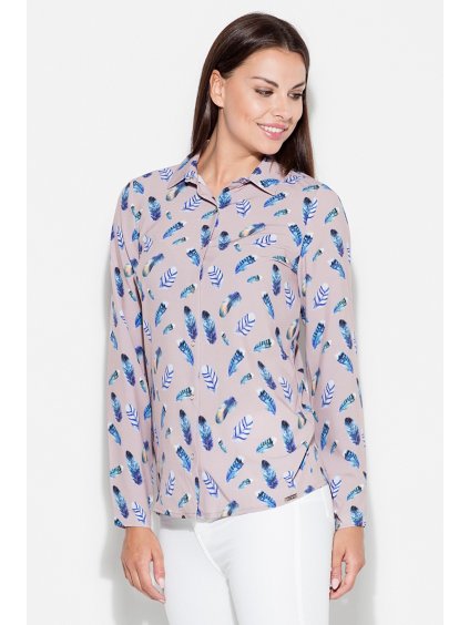 Béžová košeľa s motívom peria