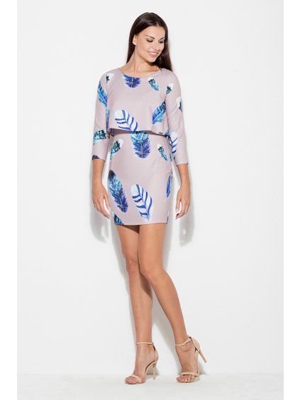 Mini šaty s perím K426 Pattern 53