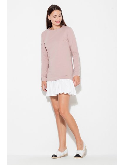 Dámske šaty s bavlneným topom K451 Pink