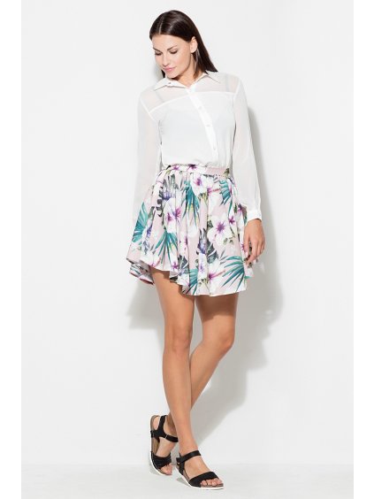 Asymetrická mini sukňa s kvetmi