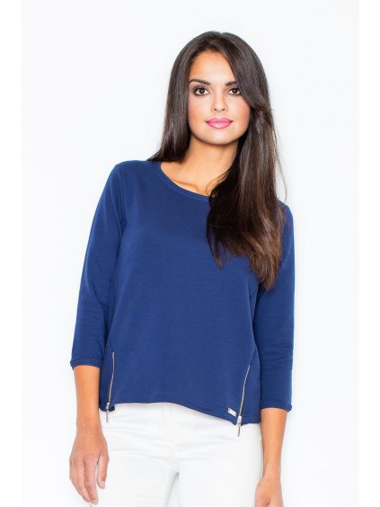 Mikina s dekoratívnymi zipsami M339 Navy