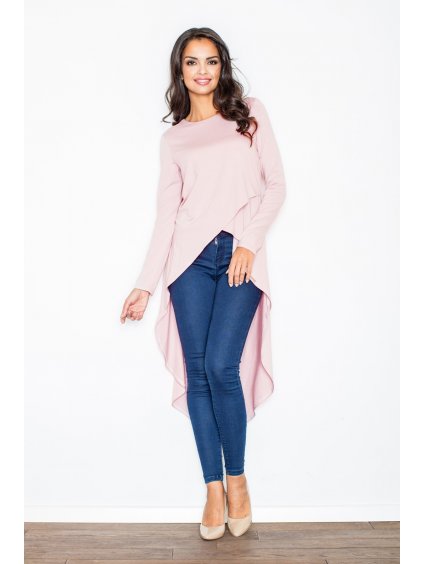 Ružová dlhá asymetrická tunika