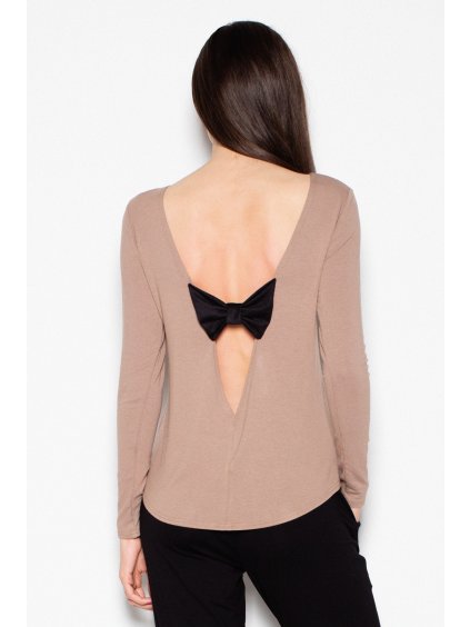 Blúzka s hlbokým výstrihom na chrbte VT010 Mocca