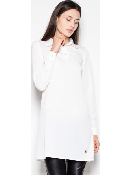 Tenká smotanová tunika s golierom