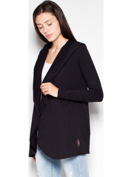 Čierny kardigan s kapucňou