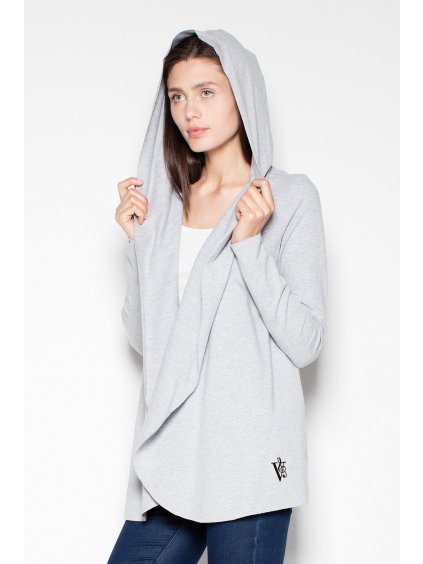 Sivý kardigan s kapucňou