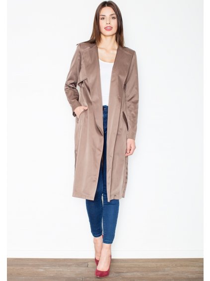 Dlhý hnedý ľahučký kabátik