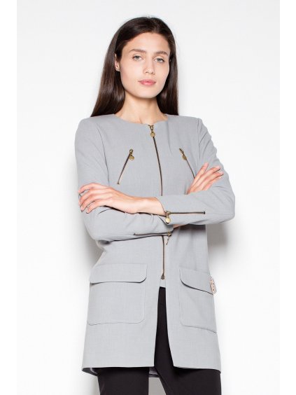 Šedý blejzer s krátkym zipsom