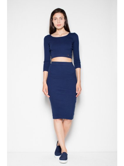 Dámsky set top so širokým výstrihom + sukne VT032 Navy