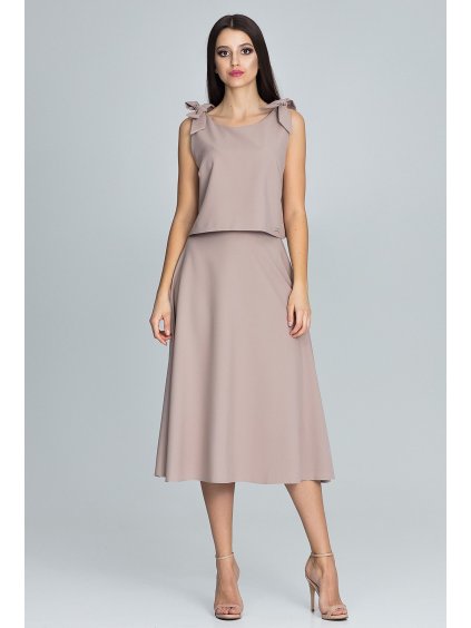 Béžový Set elegantnej sukne a top