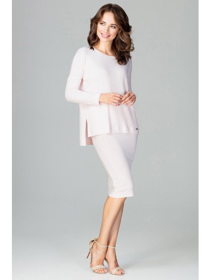 Set sukne a asymetrickej blúzky K463 Pink