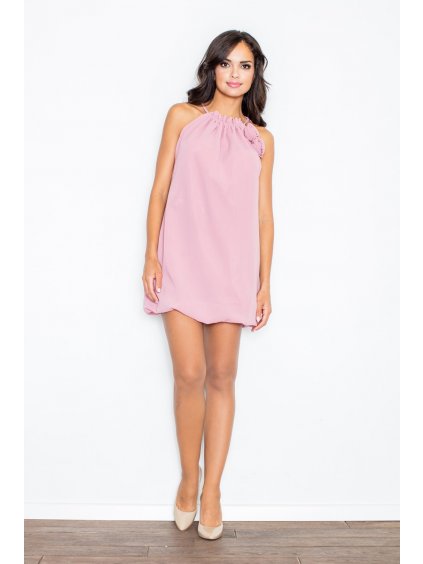 Ružové minišaty s aplikáciou ruže