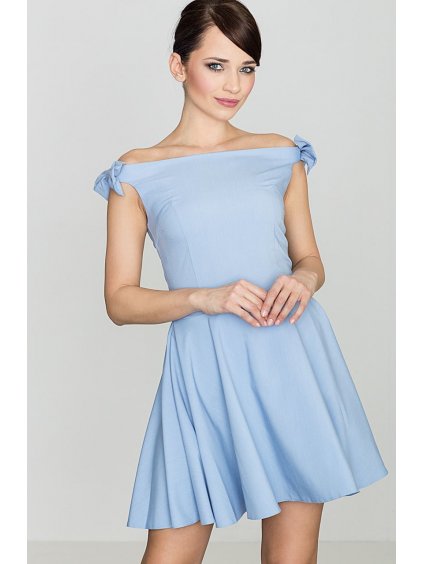 Modré šaty s mašličkami na ramenách K170 Blue