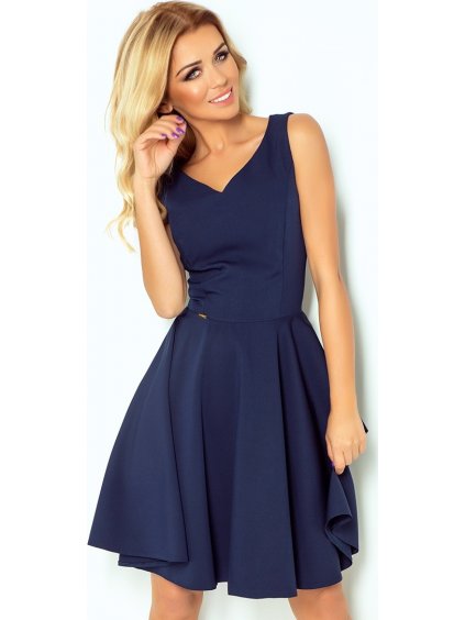 Tmavomodré šaty s výstrihom do V ARIANNA