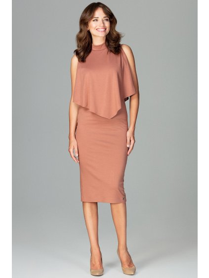 Šaty s ľahkým plášťom K480 Brown