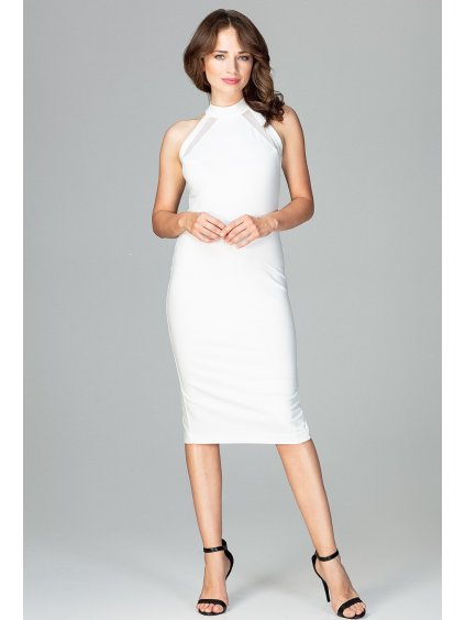 Elegantné smotanové šaty bez rukávov