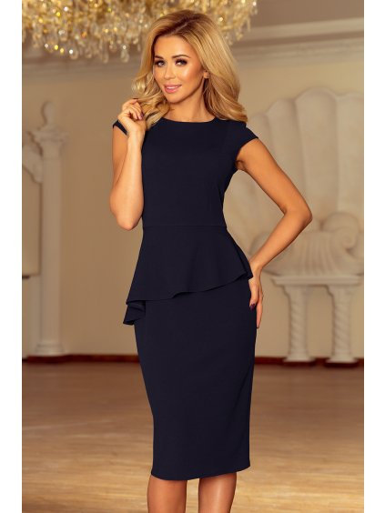 Tmavomodré šaty s volánom VANESSA