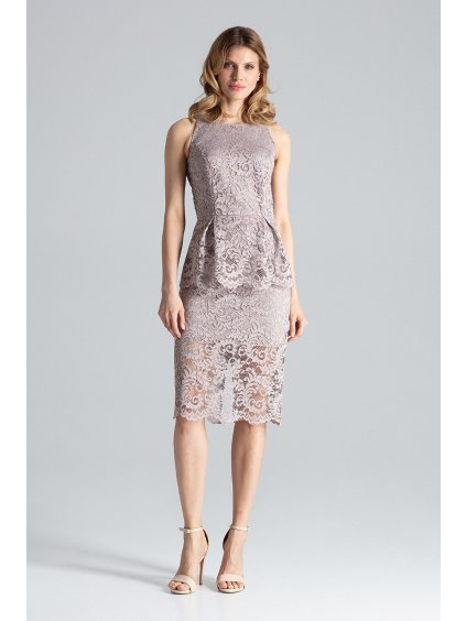 Béžové krajkové šaty