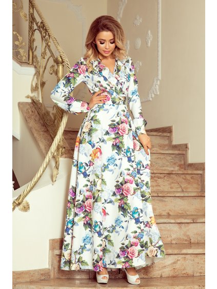 Biele maxi šaty s kvetinovým vzorom UMA