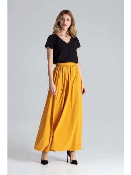 Horčicová dlhá sukňa
