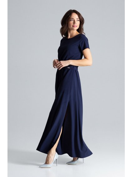 DLHÉ ELEGANTNÉ ŠATY L042 NAVY