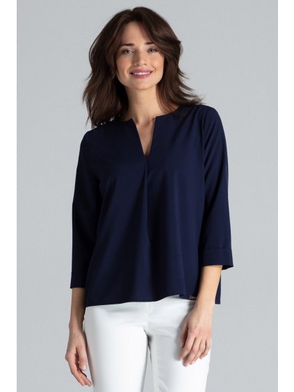 Blúzka voľného strihu L035 Navy