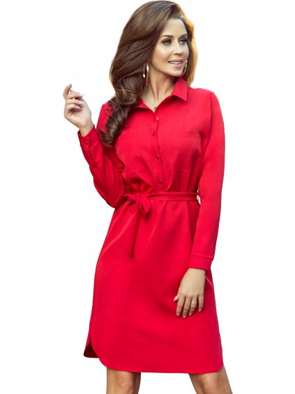 Červené košeľové šaty CAMILLE