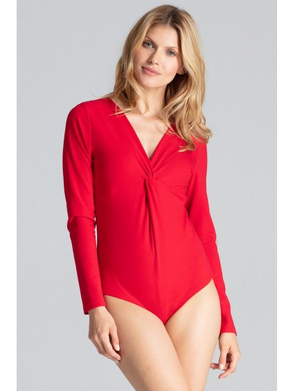 Body so zvrásneným výstrihom M685 Red