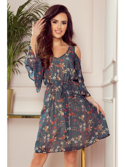 Zelené šaty s kvetmi MALVINA