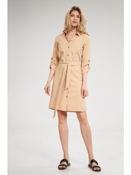 Dámske béžové šaty na gombíky