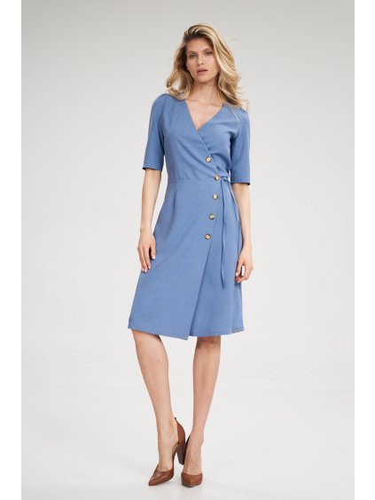 Dámske modré šaty s gombíkmi