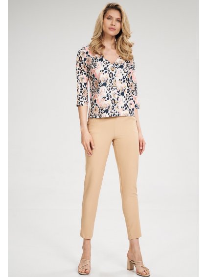 Broskyňové elegantné nohavice