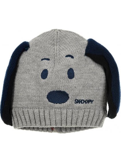 SNOOPY ZIMNÁ ČIAPKA S UŠKAMI ŠEDÁ