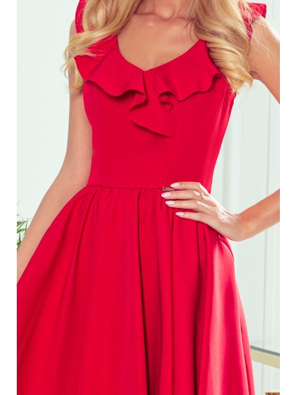 Elegantné červené šaty s hlbokým výstrihom LANA
