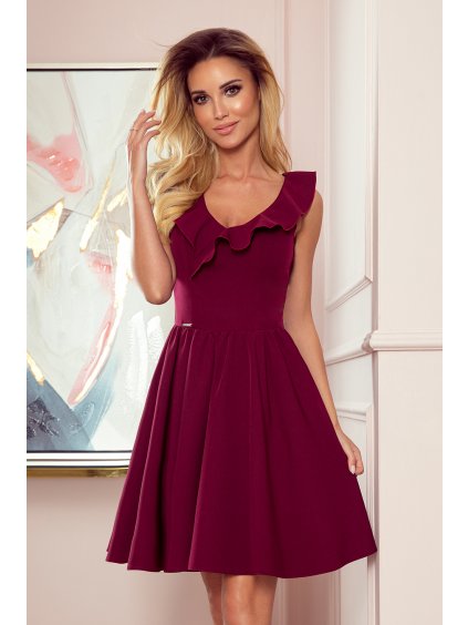 Elegantné bordové šaty s hlbokým výstrihom LANA