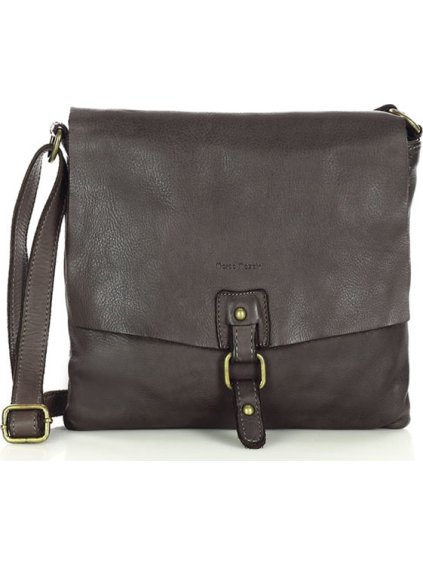 MARCO MAZZINI KOŽENÁ CROSSBODY KABELKA - TMAVOHNEDÁ