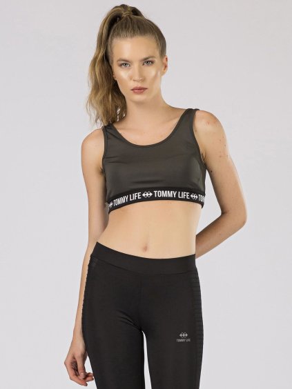 TOMMY LIFE Khaki športová podprsenka