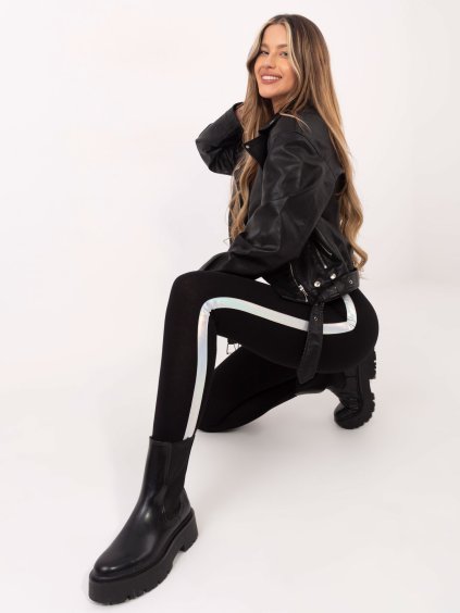 Dámske čierne/strieborné legíny