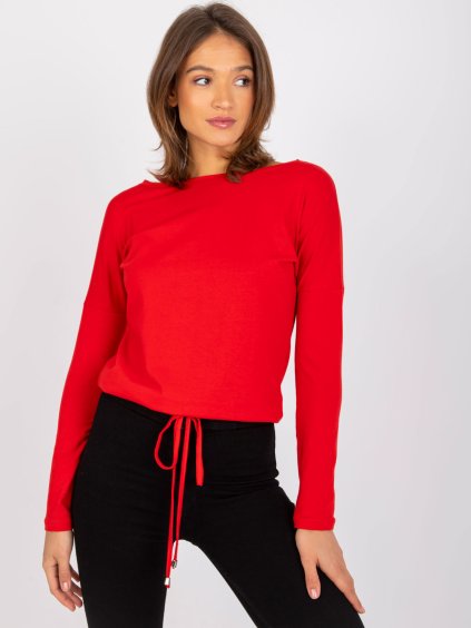 Dámske červené tričko na zaviazanie v páse