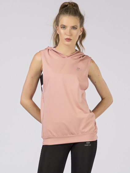 TOMMY LIFE Dámske ružové tričko s kapucňou